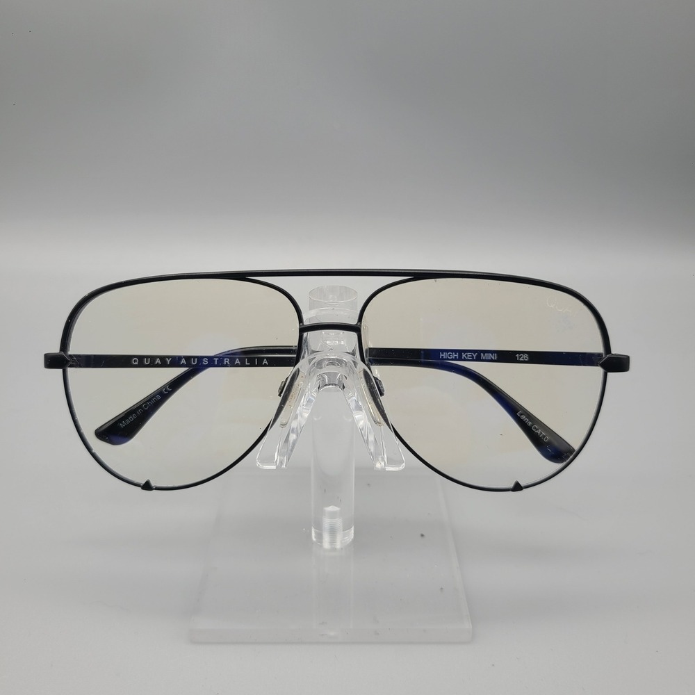 Quay Australia High Key Mini Aviator Blue Light Glasses Matte Black 126